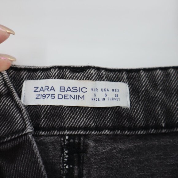 Zara Basic Denim Mini Skirt Womens S Black Trendy Moto Alt Grunge Streetwear Y2K - Picture 2 of 8